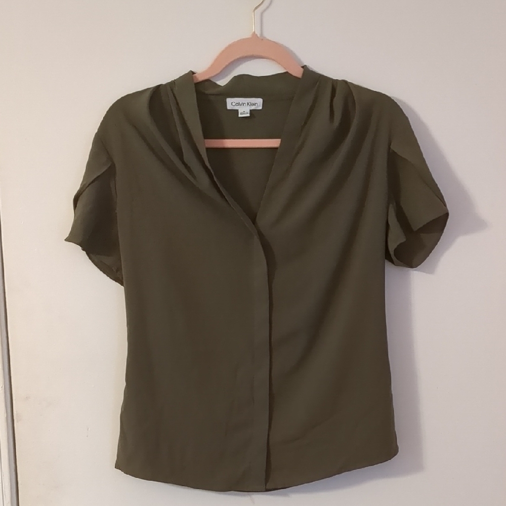 Calvin Klein Women's Olive Green Top